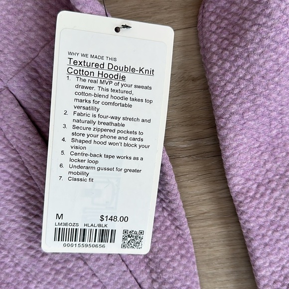 Lululemon Textured Double-Knit Cotton Hoodie color lavender - Picture 7 of 10